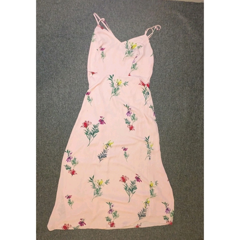 Vince Camuto Women's Floral Sleeveless Long Pink Dress Size 10 Flowers Zip Up